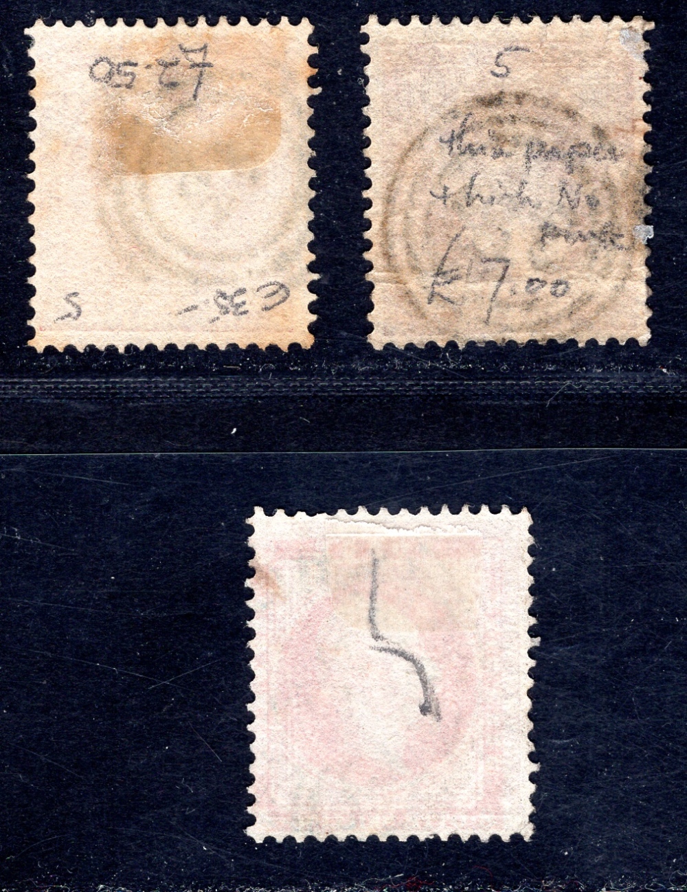 NORWAY 1856 5 used NUMERAL CANCEL 42,312 + BLUE TOWN CANCEL (N2743